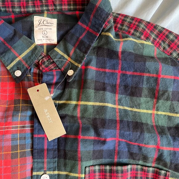 J. Crew Tartan Patchwork shirt large slim fit $98 - Picture 2 of 3